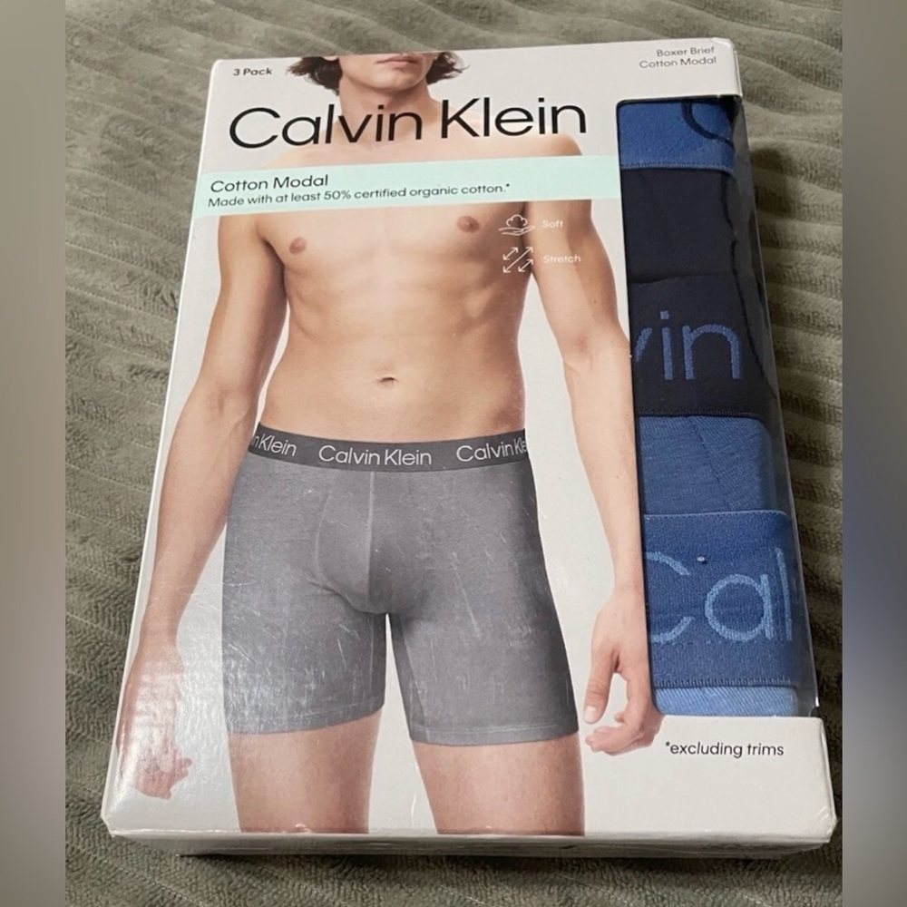 Calvin Klein Men's Cotton Modal Boxer Briefs - Blue pack